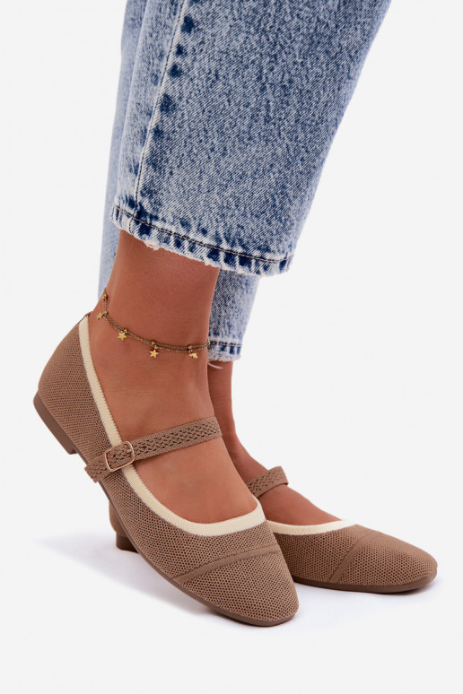 lygiapadžiai BalerinossuTinklelisgo Medžiagau rudos spalvos Zelisa