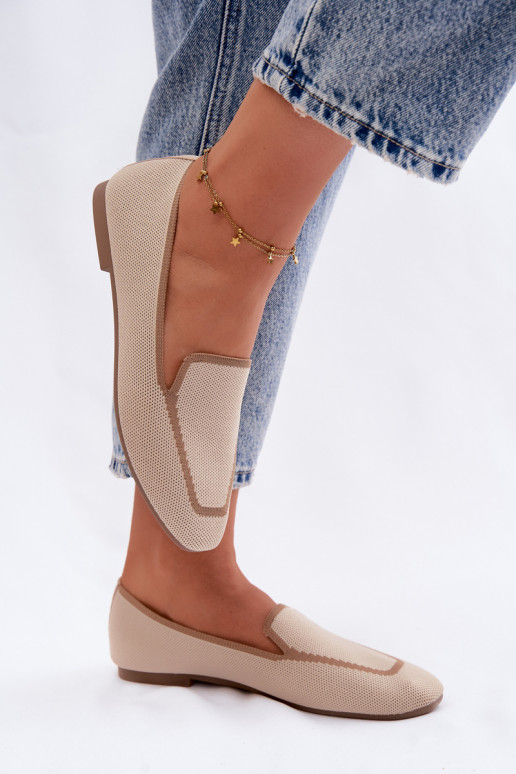 Tekstiliniai mokasinai lygiapadžiai smėlio spalvos Selisa