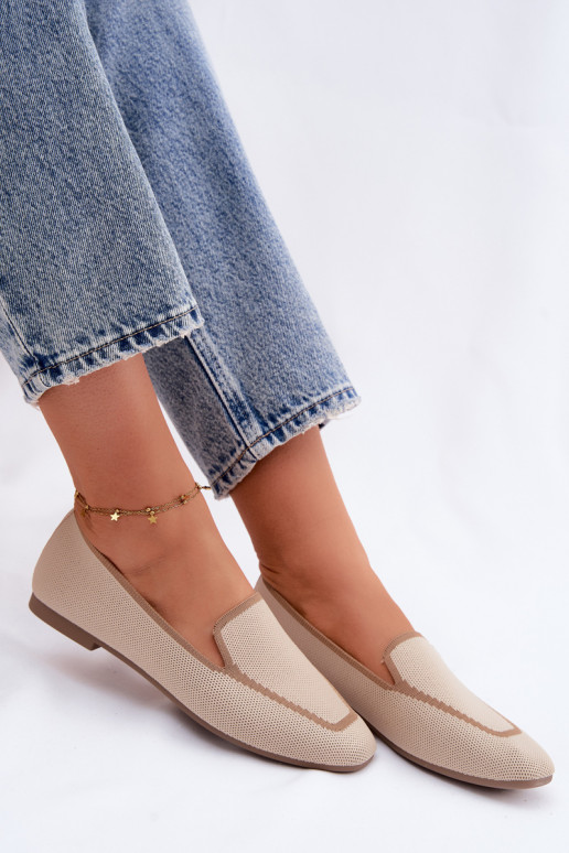 Tekstiliniai mokasinai lygiapadžiai smėlio spalvos Selisa