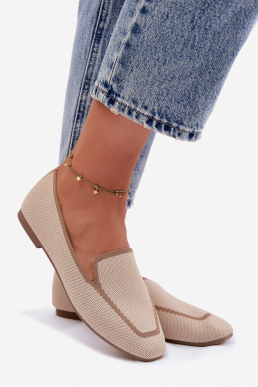 Tekstiliniai mokasinai lygiapadžiai smėlio spalvos Selisa