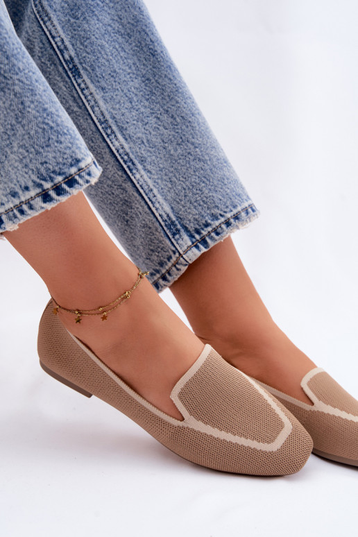 Tekstiliniai mokasinai lygiapadžiai rudos spalvos Selisa