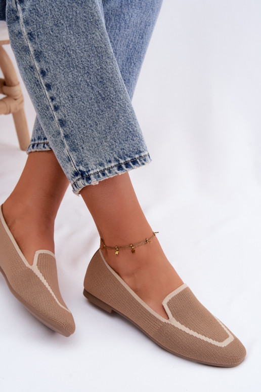 Tekstiliniai mokasinai lygiapadžiai rudos spalvos Selisa