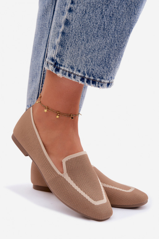 Tekstiliniai mokasinai lygiapadžiai rudos spalvos Selisa