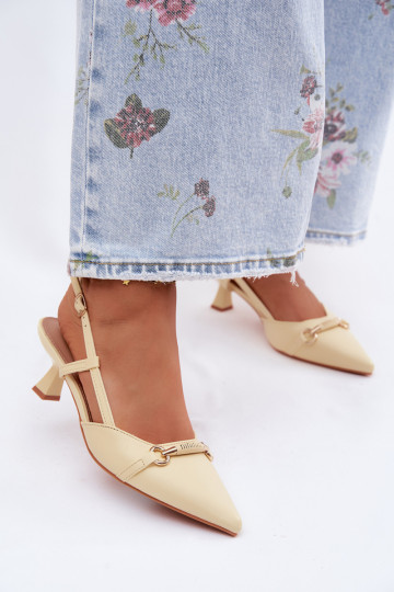 Moteriškos basutės su kulniukais Ze Szpiczastymi Noskami geltonos spalvos Felessa