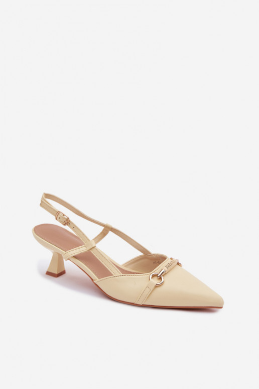 Moteriškos basutės su kulniukais Ze Szpiczastymi Noskami geltonos spalvos Felessa