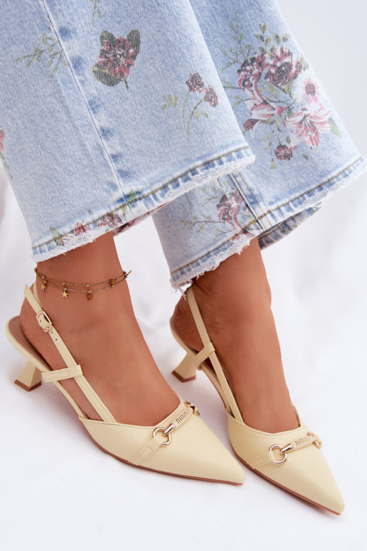 Moteriškos basutės su kulniukais Ze Szpiczastymi Noskami geltonos spalvos Felessa