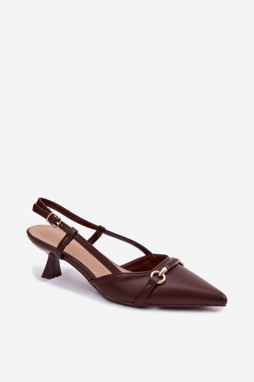 Moteriškos basutės su kulniukais Ze Szpiczastymi Noskami rudos spalvos Felessa