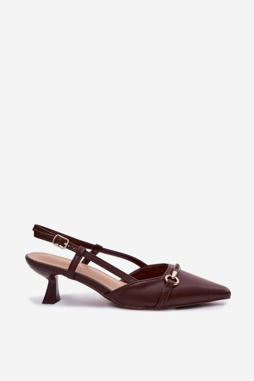 Moteriškos basutės su kulniukais Ze Szpiczastymi Noskami rudos spalvos Felessa