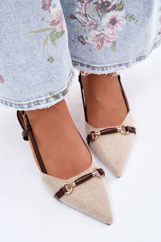 Moteriškos basutės su kulniukais Ze Szpiczastymi Noskami rudos-smėlio spalvos Felessa