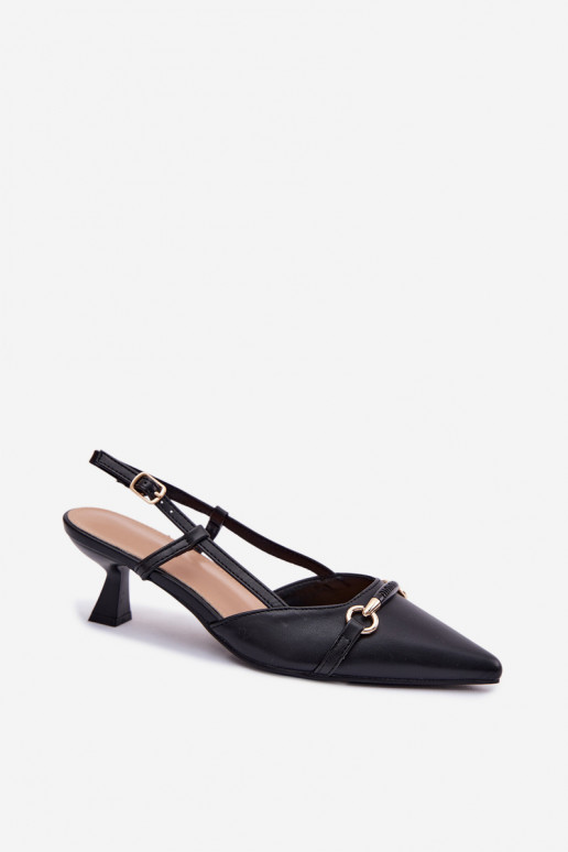 Moteriškos basutės su kulniukais Ze Szpiczastymi Noskami juodos spalvos Felessa