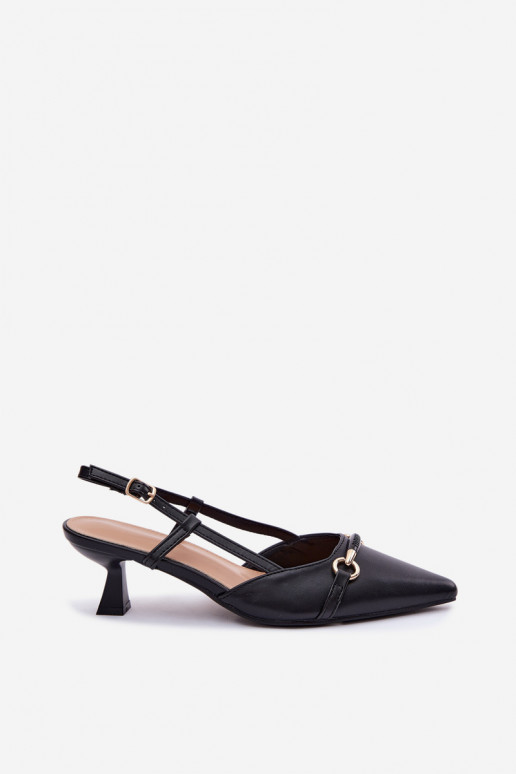 Moteriškos basutės su kulniukais Ze Szpiczastymi Noskami juodos spalvos Felessa