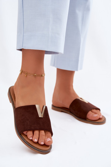 Šlepetės Moteriškas butas Su puošniais Detalem V CzekoladoĮe Nelmira 2