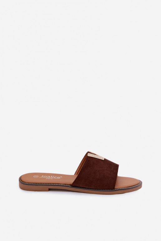 Šlepetės Moteriškas butas Su puošniais Detalem V CzekoladoĮe Nelmira