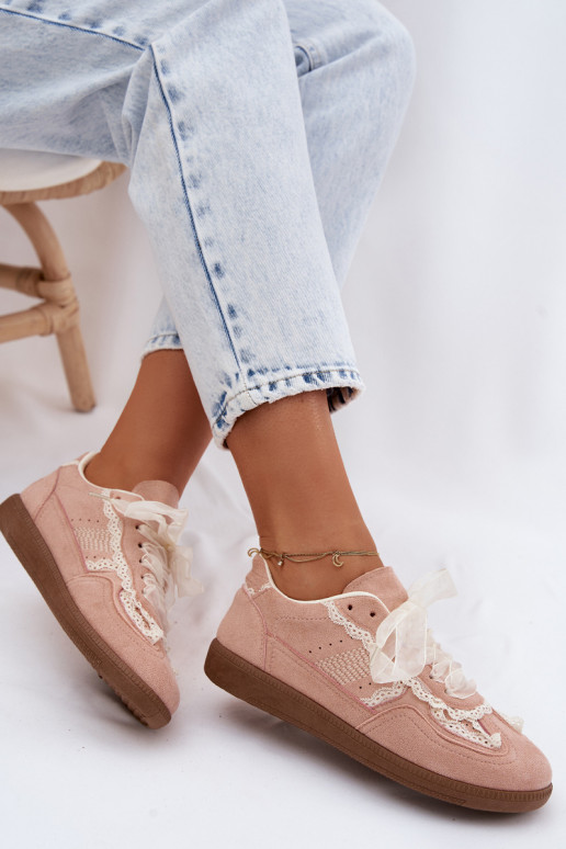 Sneakers modelio batai Moteriškas su nėriniais rožinės spalvos Ilrene