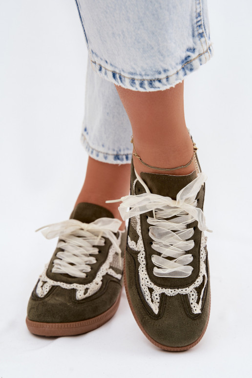 Sneakers modelio batai Moteriškas su nėriniais žalios spalvos Ilrene