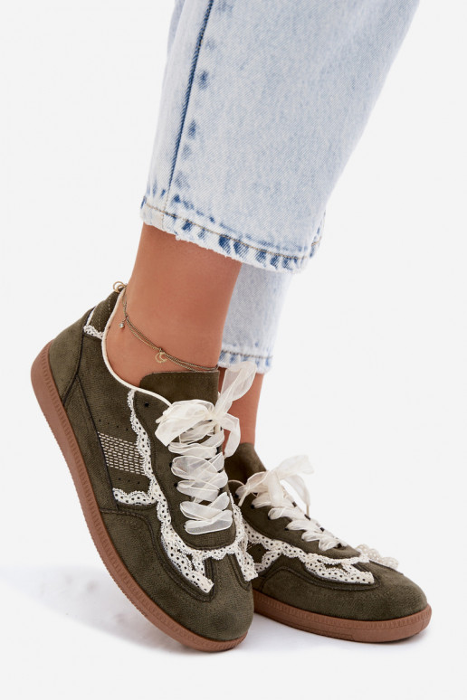 Sneakers modelio batai Moteriškas su nėriniais žalios spalvos Ilrene