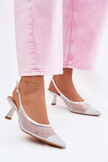 Tinklelis basutės Įjungta Smukłym Obcasie sidabro spalvos Calora 2