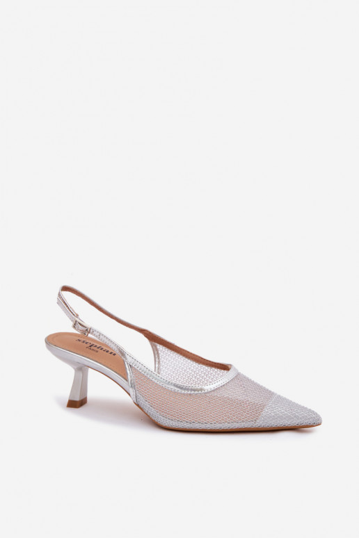 Tinklelis basutės Įjungta Smukłym Obcasie sidabro spalvos Calora