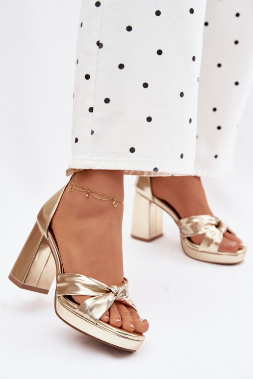 Moteriškos aukštakulnės basutėssuImitacji Skóry aukso spalvos Rosetta