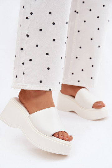 Moteriškos šlepetės su platforma baltos spalvos Virelia 2