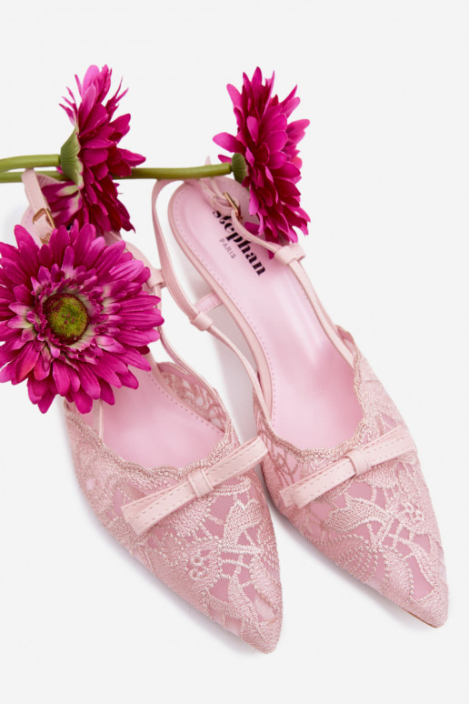 Nėriniuotos basutės Moteriškas Įjungta obcasie su kaspinais rožinės spalvos Tai turiribelle