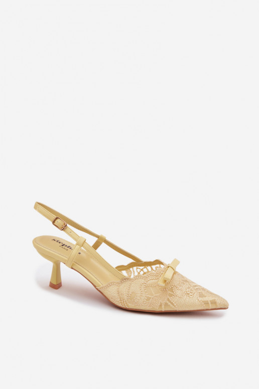 Nėriniuotos basutės Moteriškas Įjungta obcasie su kaspinais geltonos spalvos Tai turiribelle