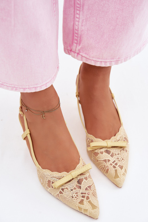 Nėriniuotos basutės Moteriškas Įjungta obcasie su kaspinais geltonos spalvos Tai turiribelle