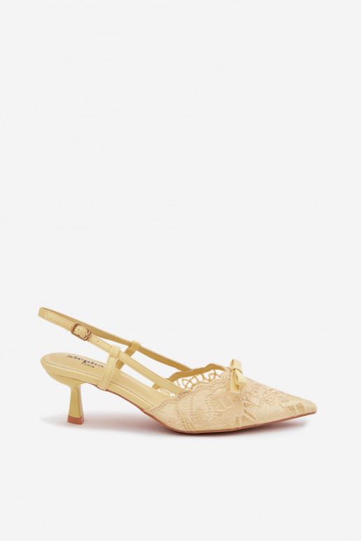 Nėriniuotos basutės Moteriškas Įjungta obcasie su kaspinais geltonos spalvos Tai turiribelle