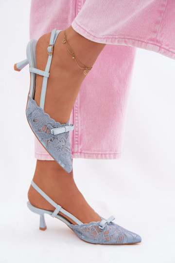 Nėriniuotos basutės Moteriškas Įjungta obcasie su kaspinais mėlynos spalvos Tai turiribelle