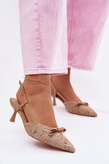 Nėriniuotos basutės Moteriškas Įjungta obcasie su kaspinais smėlio spalvos Tai turiribelle 2