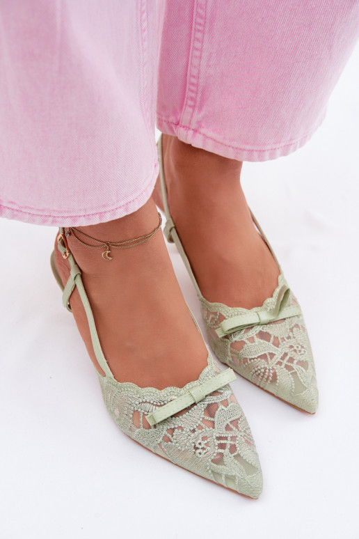 Nėriniuotos basutės Moteriškas Įjungta obcasie su kaspinais žalios spalvos Tai turiribelle