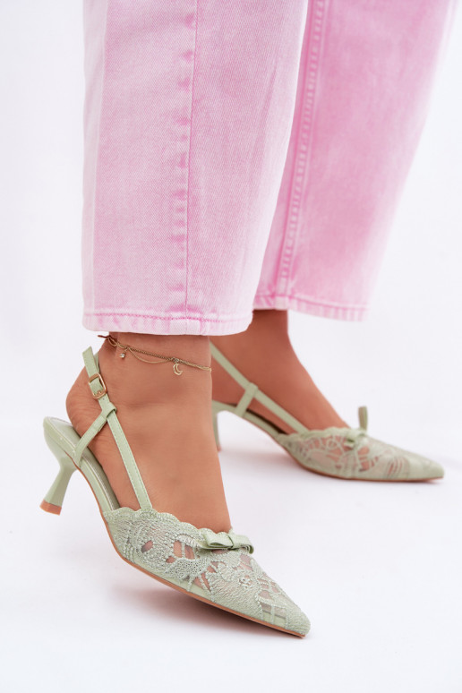 Nėriniuotos basutės Moteriškas Įjungta obcasie su kaspinais žalios spalvos Tai turiribelle