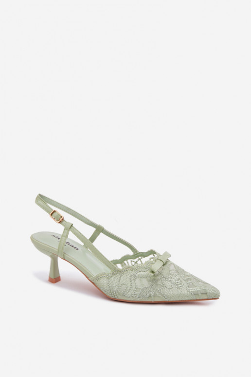 Nėriniuotos basutės Moteriškas Įjungta obcasie su kaspinais žalios spalvos Tai turiribelle