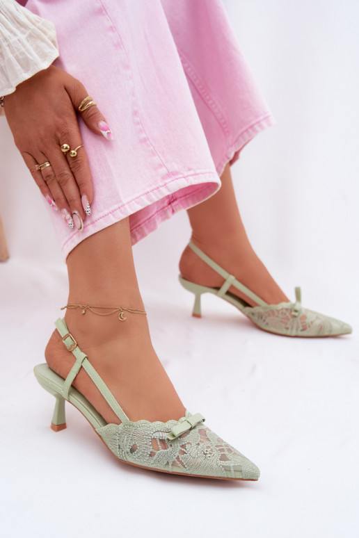 Nėriniuotos basutės Moteriškas Įjungta obcasie su kaspinais žalios spalvos Tai turiribelle