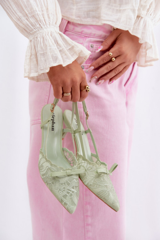 Nėriniuotos basutės Moteriškas Įjungta obcasie su kaspinais žalios spalvos Tai turiribelle