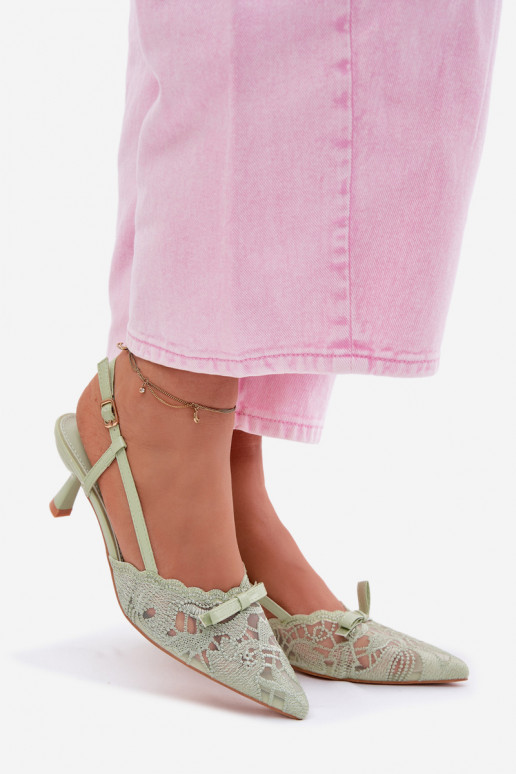 Nėriniuotos basutės Moteriškas Įjungta obcasie su kaspinais žalios spalvos Tai turiribelle