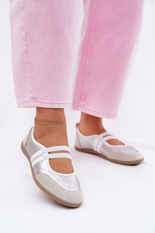 Balerinos Sportinio stiliaussuElastycznymi Paskami sidabro spalvos Donatella