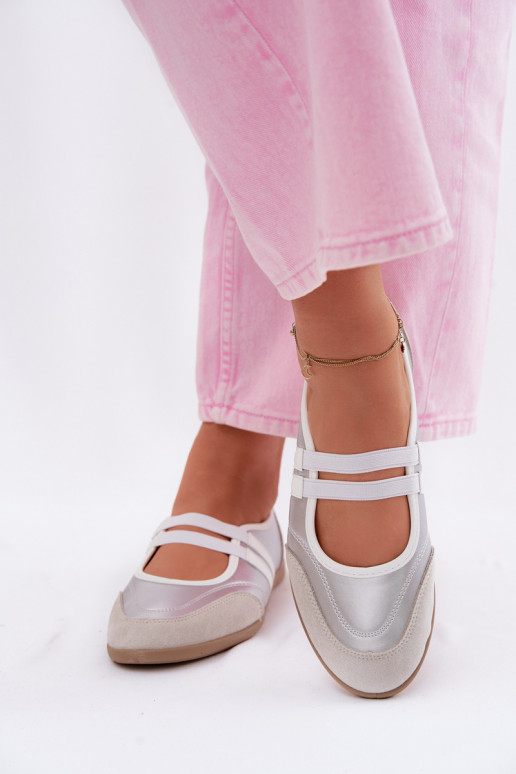 Balerinos Sportinio stiliaussuElastycznymi Paskami sidabro spalvos Donatella