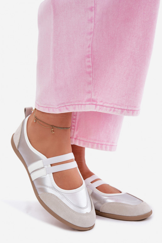 Balerinos Sportinio stiliaussuElastycznymi Paskami sidabro spalvos Donatella