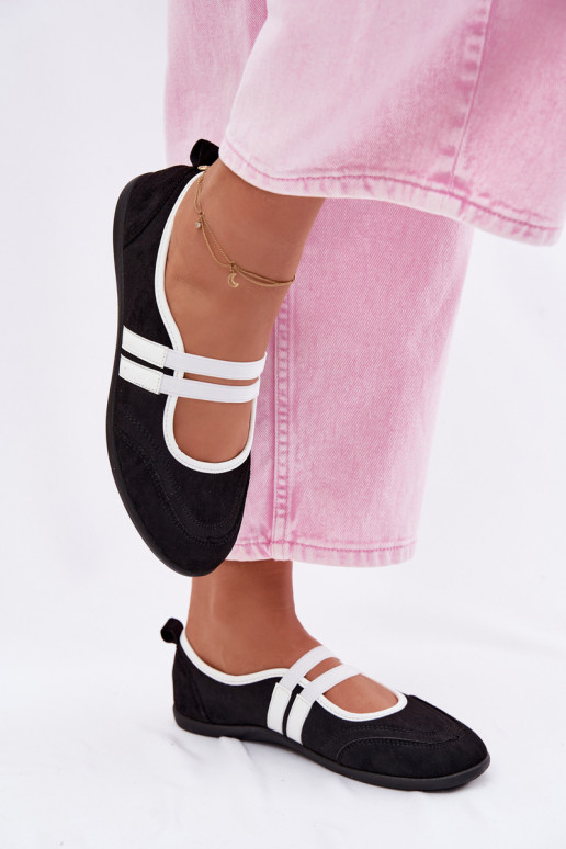 Balerinos Sportinio stiliaussuElastycznymi Paskami juodos spalvos Donatella