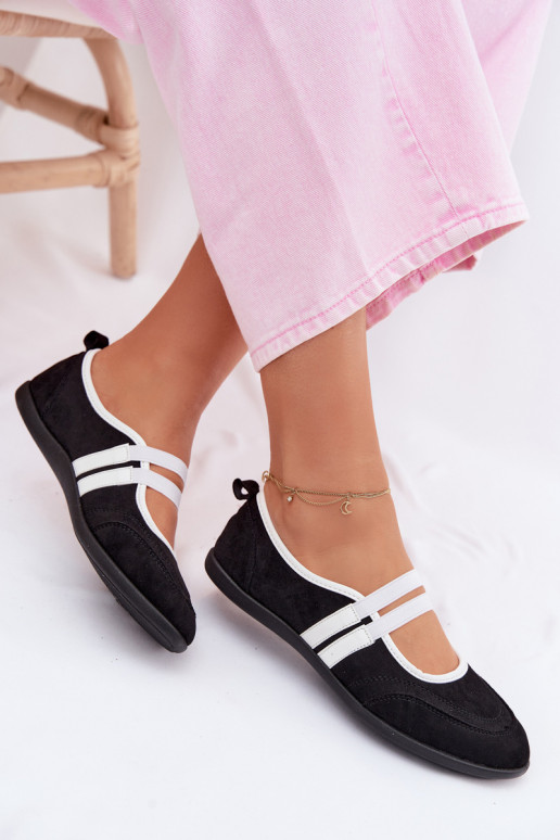 Balerinos Sportinio stiliaussuElastycznymi Paskami juodos spalvos Donatella