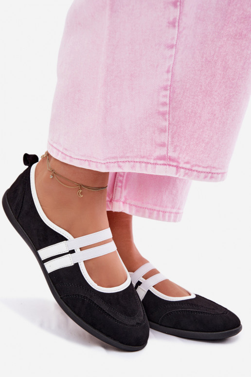 Balerinos Sportinio stiliaussuElastycznymi Paskami juodos spalvos Donatella