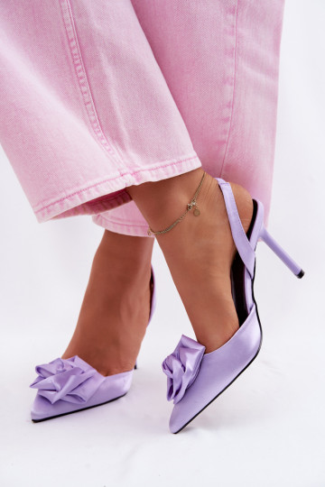 Moteriškos basutės su plonais kulniukaissuSatynoĮym INykończeniem Violetinės spalvos Irina