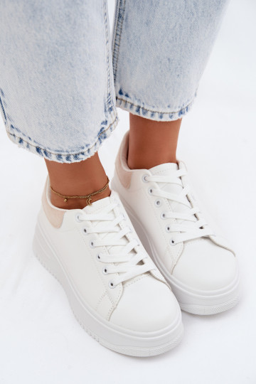 Sneakers modelio batai Moteriškas su platformasuImitacji Skóry Baltos-smėlio spalvos Calinae