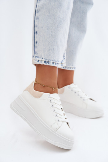 Sneakers modelio batai Moteriškas su platformasuImitacji Skóry Baltos-smėlio spalvos Calinae 2