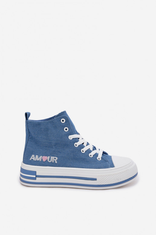 Laisvalaikio bateliai Aukštas su platforma mėlynos spalvos Liline