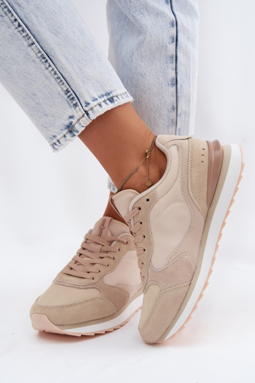 iš zomšos Sneakers modelio batai Moteriškas McArthur MA2512IN smėlio spalvos