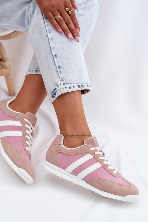 iš zomšos Sneakers modelio batai sportiniai bateliai Moteriškas McArthur MA258IN rožinės spalvos
