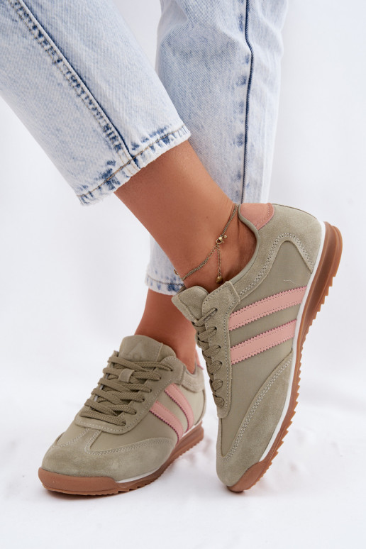 iš zomšos Sneakers modelio batai sportiniai bateliai Moteriškas McArthur MA258IN žalios spalvos