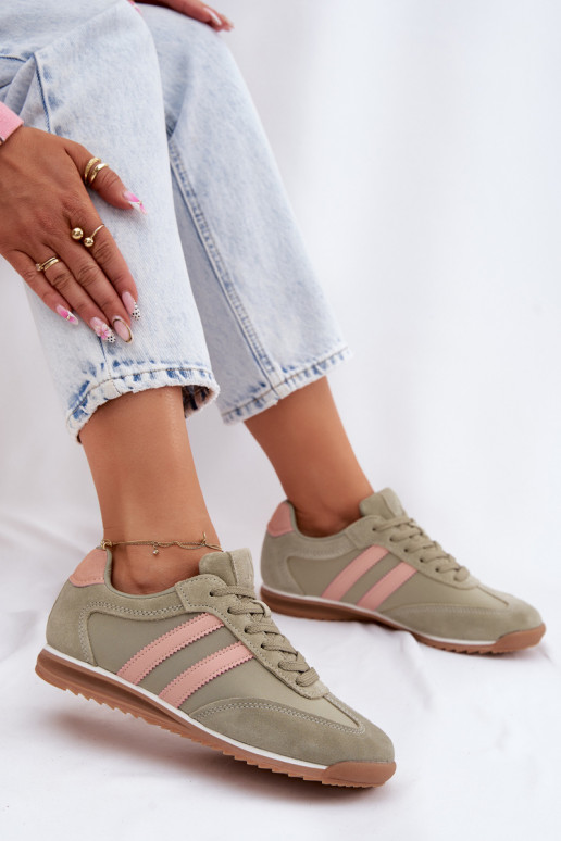 iš zomšos Sneakers modelio batai sportiniai bateliai Moteriškas McArthur MA258IN žalios spalvos